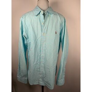 Ralph Lauren Light Blue and White Gingham Button-Down Shirt